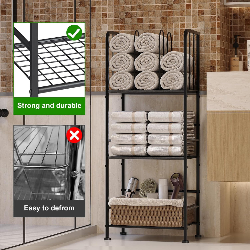 3-Tier Freestanding Towel Racks for Bathroom, Black Towel Rack Stand