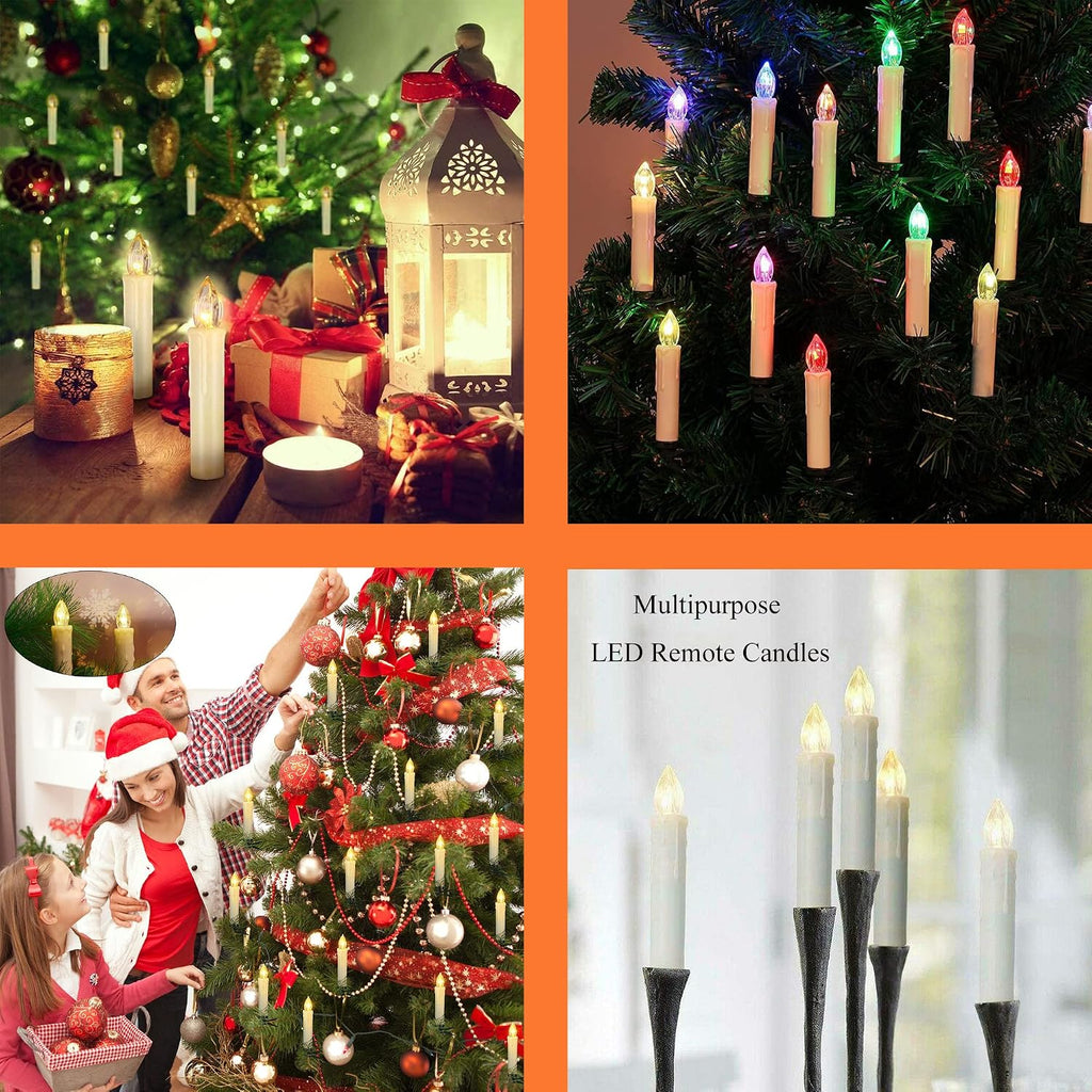 LED Taper Candles Flameless Candle X-D Remote Control LED Candlesticks Battery Candle Sticks for Harry Potter Party Decoration Wedding Christmas Home Decor, 4'', Ivory,Pack of 10