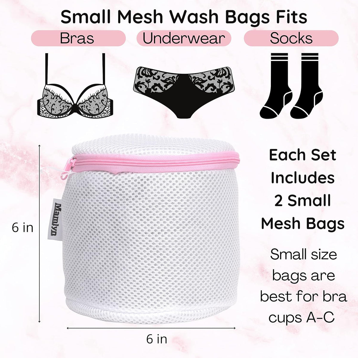 Mamlyn Mesh Bra Bags for Washing Machine, Lingerie wash Bags for Laundry (set of 2)