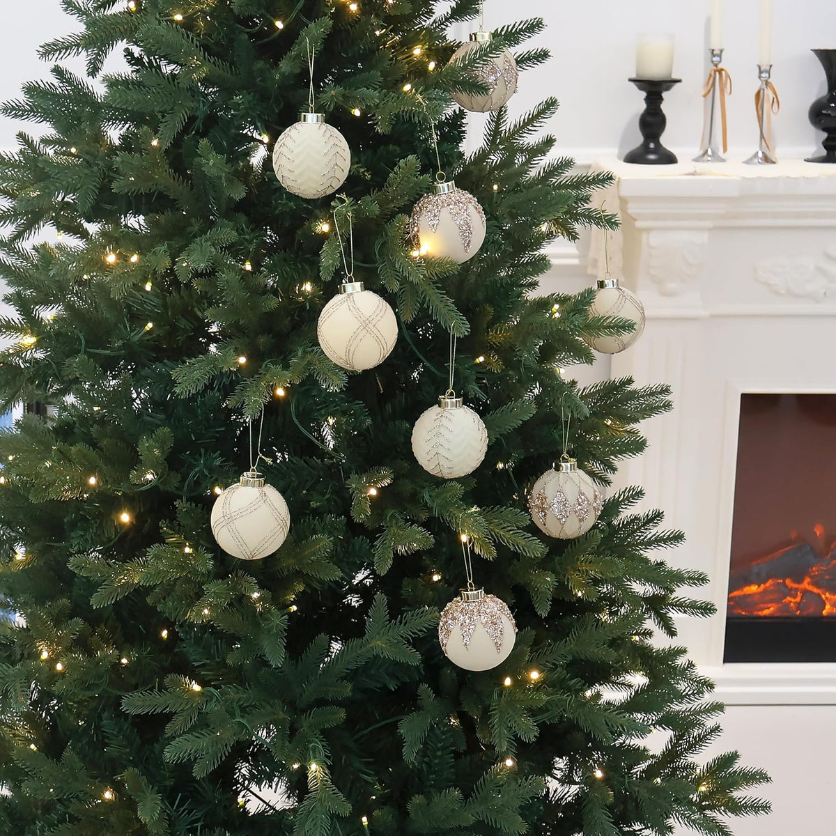 3.15IN Velvet Ornaments for Christmas Tree, 12pcs Flocked Ornaments Balls
