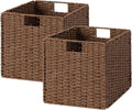 StorageWorks 13 inch Cube Storage Bins, Wicker Baskets for Storage, Brown