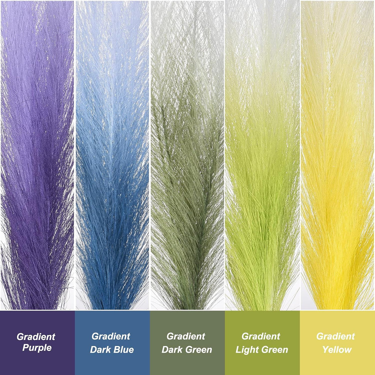 PATIKIL 17 Inch Faux Pampas Grass, 6 Pcs Boho Decor for Home Decoration Artificial Tall Fluffy Stems for Wedding Flower Party Vase Arrangement Centerpieces, Gradient Dark Blue