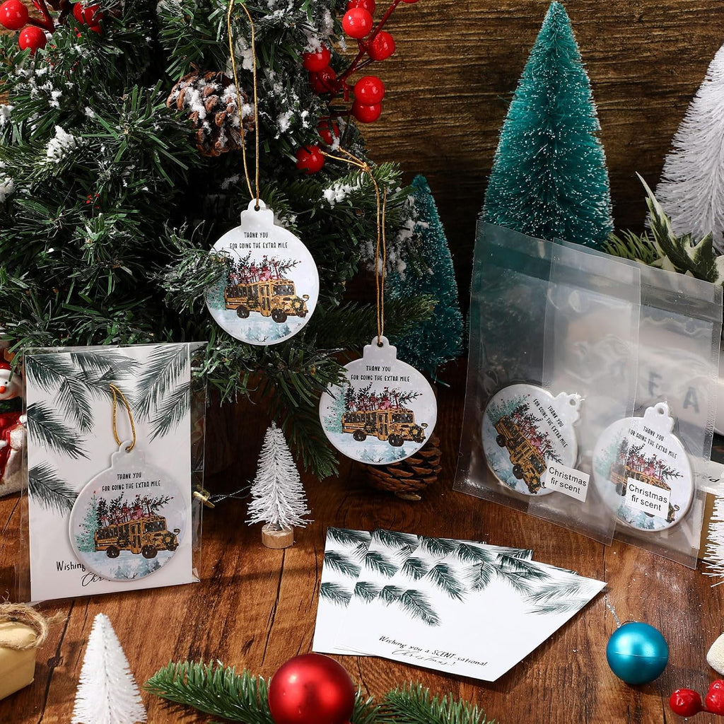 5 Sets Christmas Bus Driver Gifts Scented Ornaments with Gift Cards