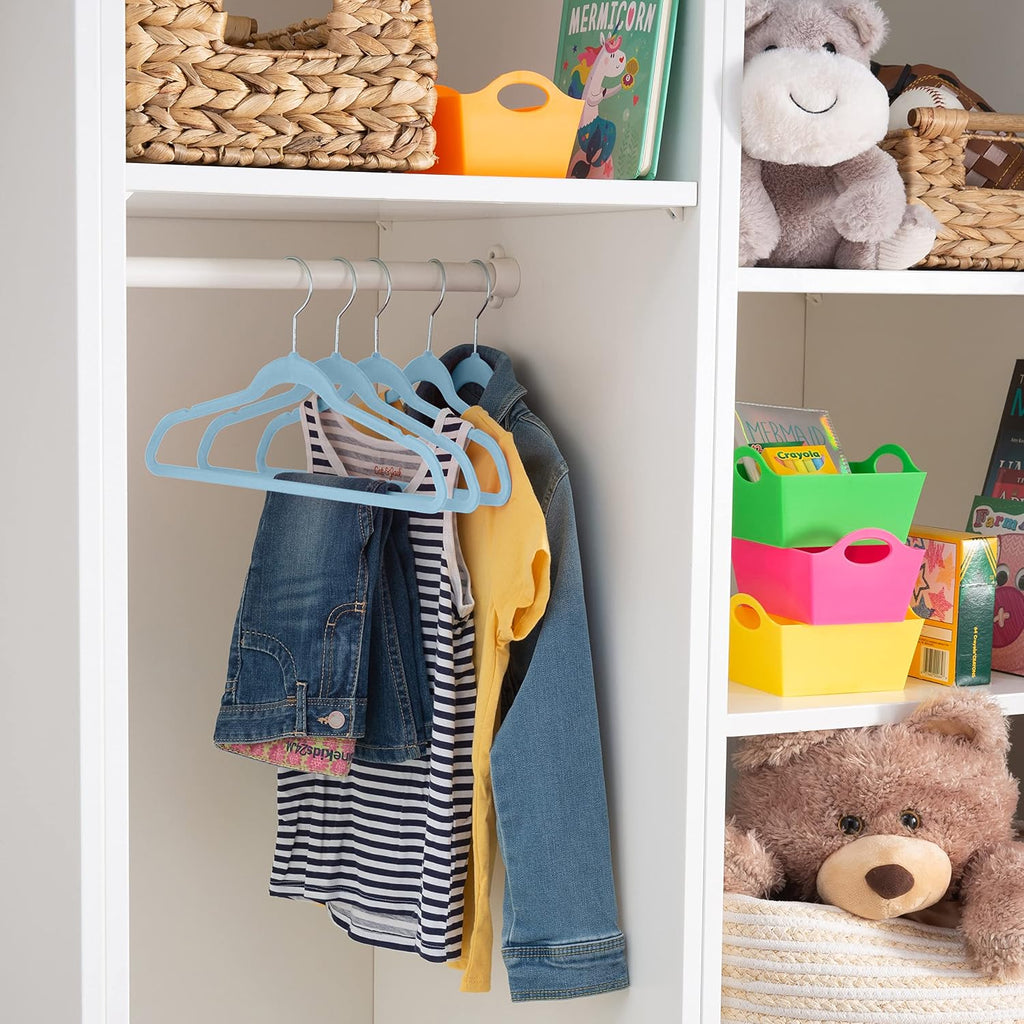 Laura Ashley Kids Velvet Hangers| 25 Pack | Durable | Lightweight | Light Blue | Non-Slip | Closet Organization | Holds 10lbs
