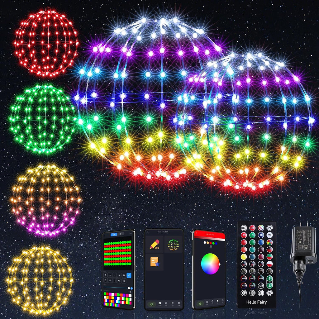 Joomer 2Pack Color Changing Plug-in RGB Christmas Ball Lights, 13IN & 11IN