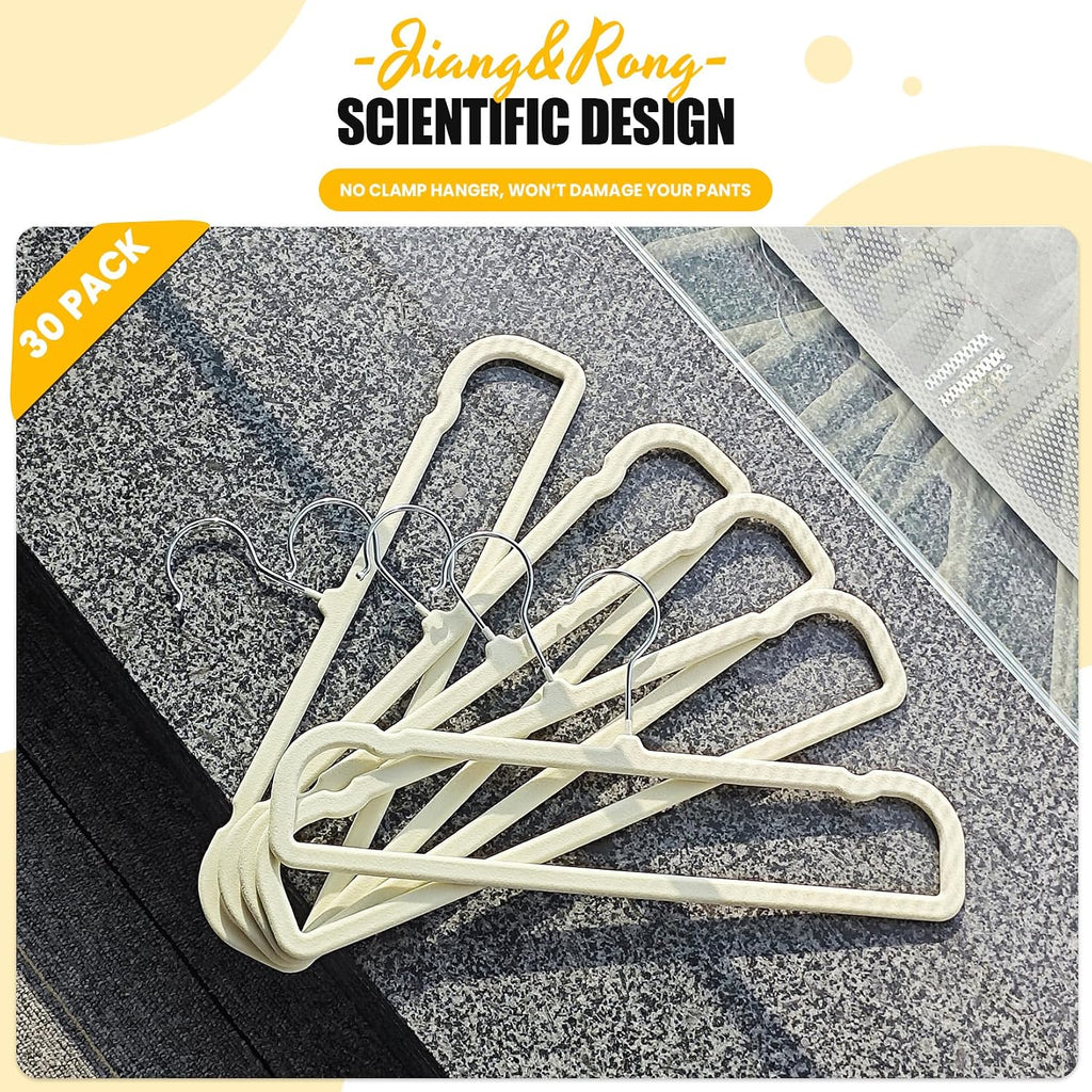 Jiang&Rong 30-Pack Velvet Pants Hangers (Beige)