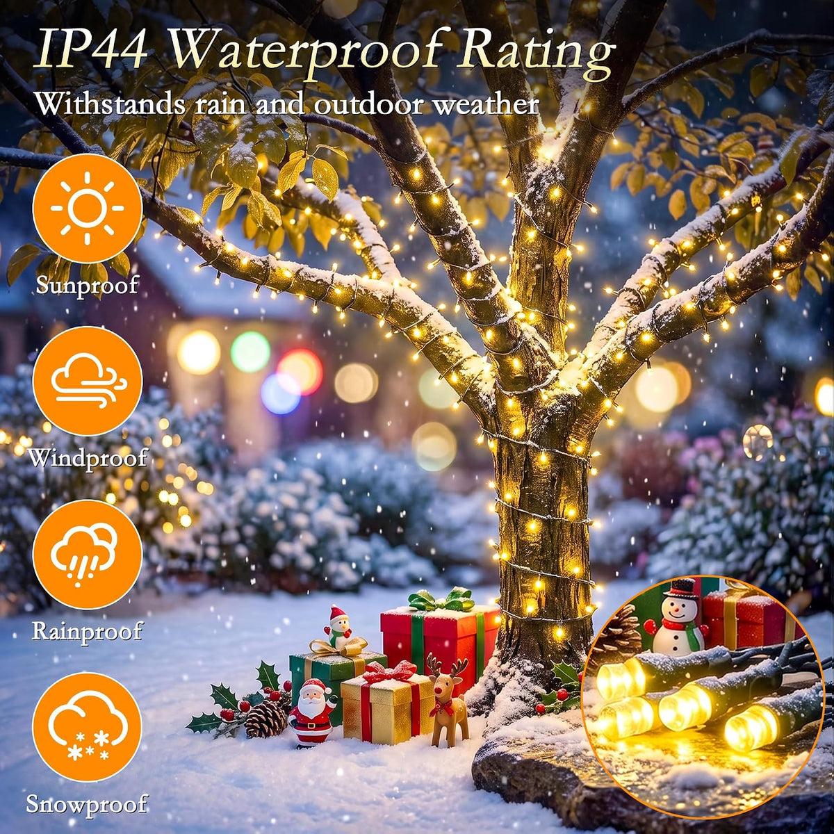 66FT 200 LED Warm White Fairy Lights, Dark Green Wire 8 Modes Timer, IP44 Waterproof Outdoor Indoor String Lights for Patio Garden Backyard Bedroom Classroom Weeding Christmas Decor