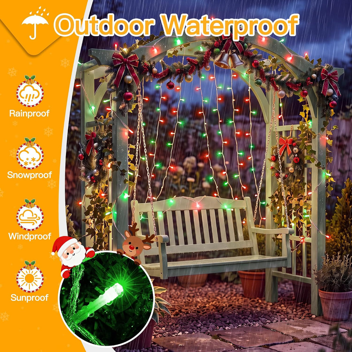Ollny 100 LED Christmas Lights 33FT, Red & Green Connectable Fairy Lights