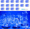 SunKite 16 Packs 20 LED Blue Fairy String Lights Battery Operated Waterproof 6.6 Feet Silver Copper Wire Firefly Starry Moon Lights for DIY Bottle Costume Wedding Party Bedroom Table Decor