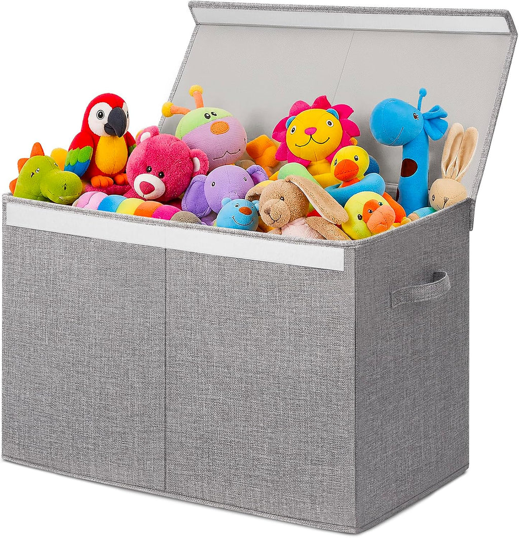 INDRESSME 85L Large Toy Storage Box with Lid & Dividers, Grey