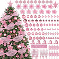 Ouddy Decor 105 Pcs Pink Christmas Tree Ball Ornaments Decorations Set