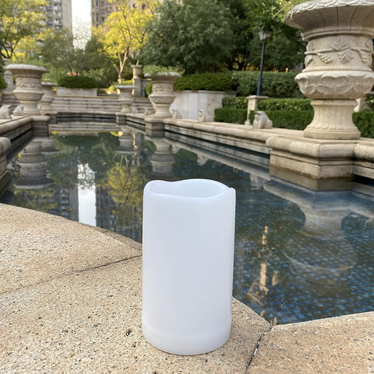 Waterproof Outdoor Flameless Pillar Candle with Timer, 1 Pack, 3” x 5”