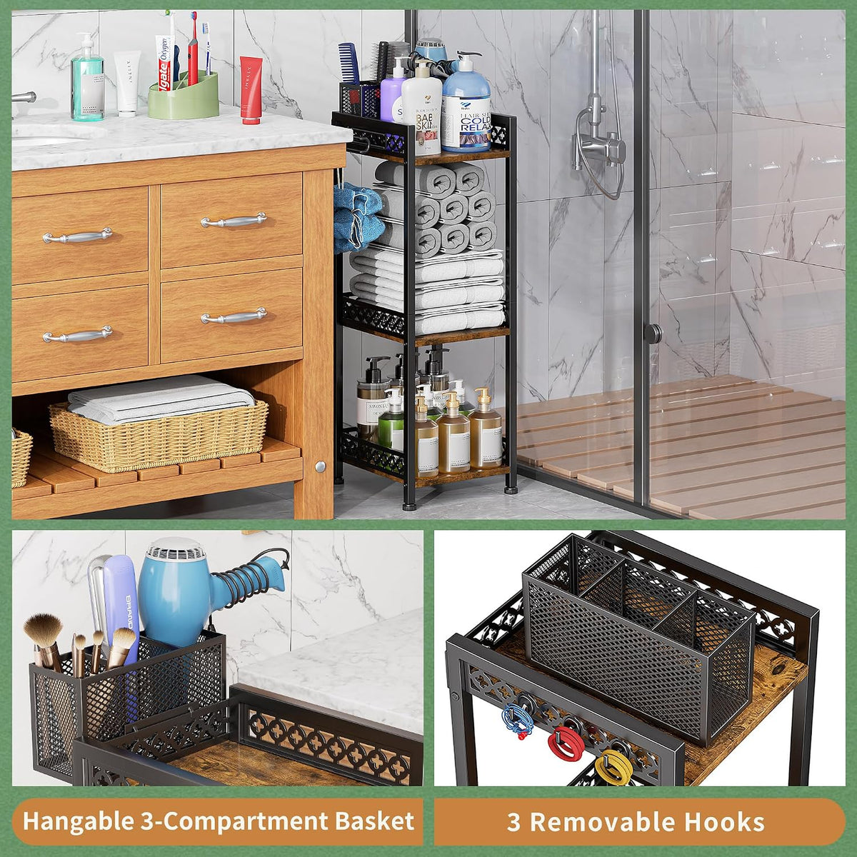 Bathroom Organizers and Storage Shelf with Toilet Paper Holder