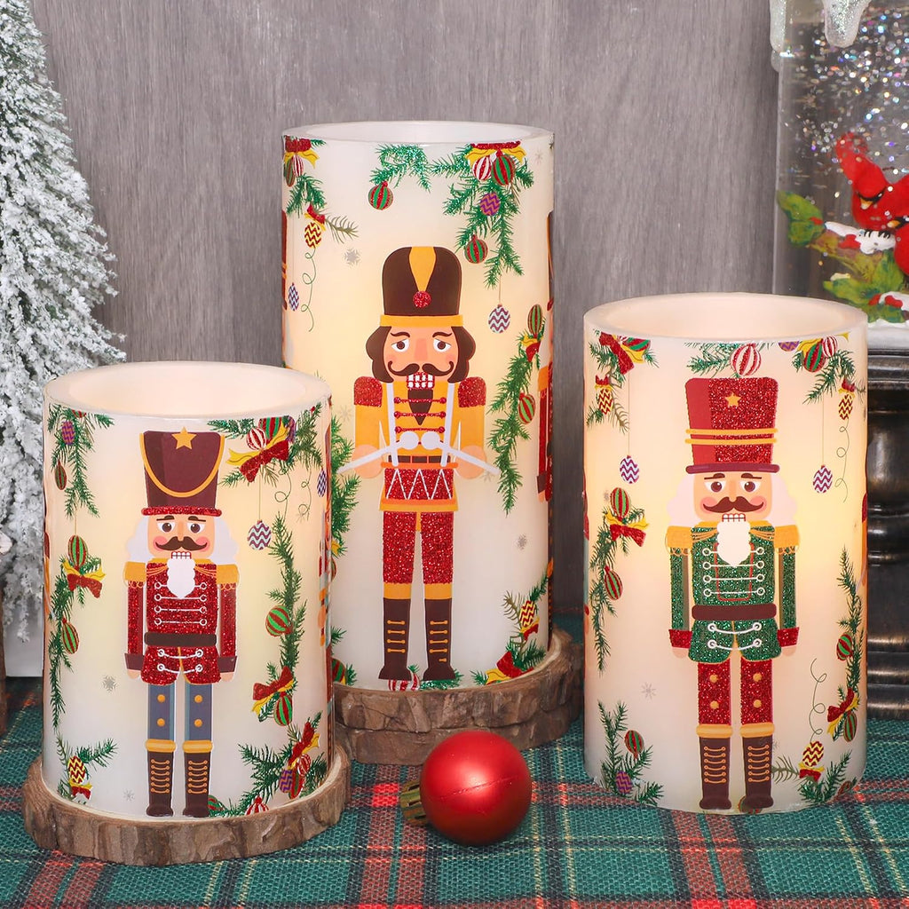 Crystal Club Christmas Flameless Candles, Nutcracker LED Candle with Remote