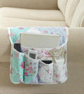 Brilliant Sunshine Blue & Green Roses Couch Armrest Organizer, 35"×13"