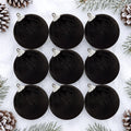 Woration 9 Pcs Black Velvet Christmas Balls 2.36" Xmas Tree Hanging Ball