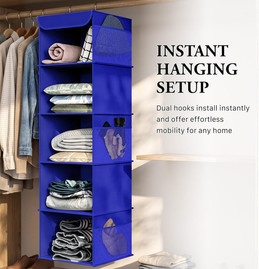 Simple Houseware 5 Shelf Hanging Closet Organizer, Dark Blue