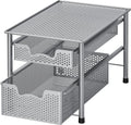Simple Houseware Stackable 2 Tier Sliding Basket Organizer Drawer, Silver