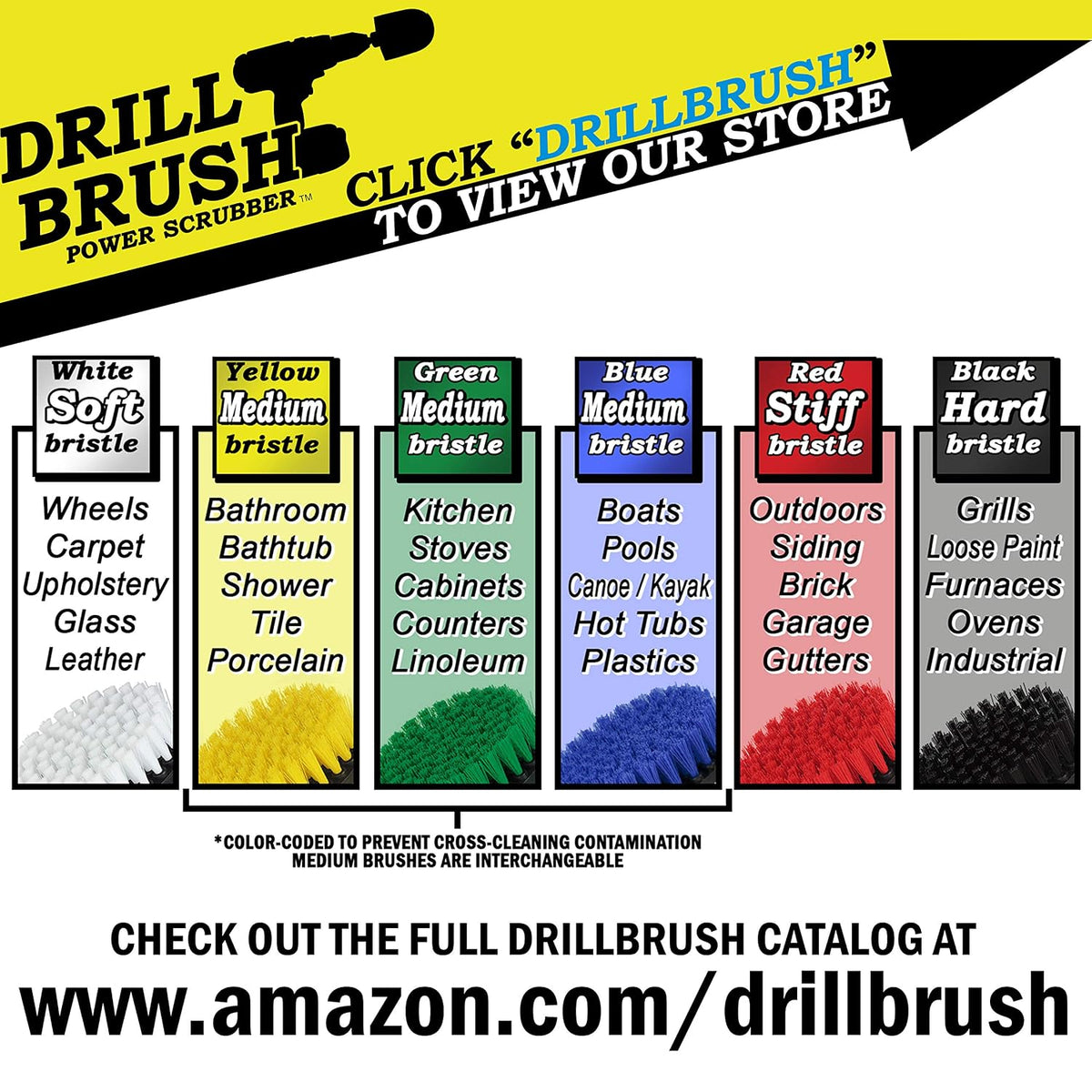 Drill Brush Outdoor Cleaning Attachment - Porch and Patio Scrubbing Tools