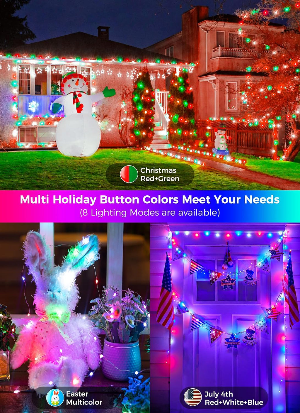 Color Changing Fairy Lights Plug in, 33FT 100 LED String Lights with Remote