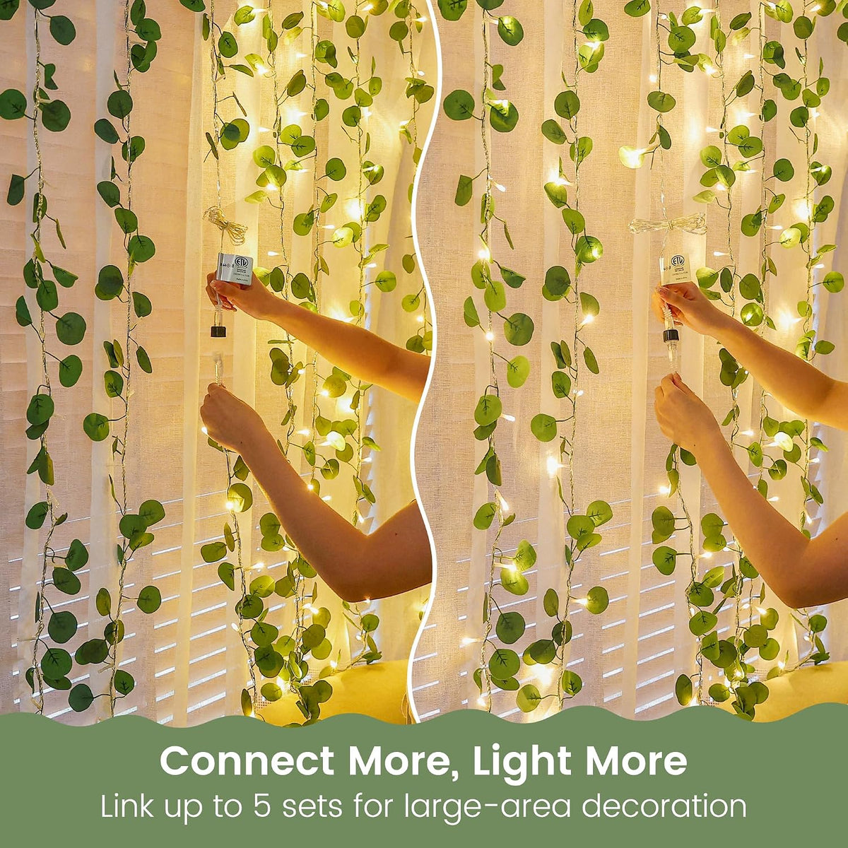 HEYFUNi 23FT Eucalyptus Garland with String Lights, Plug in