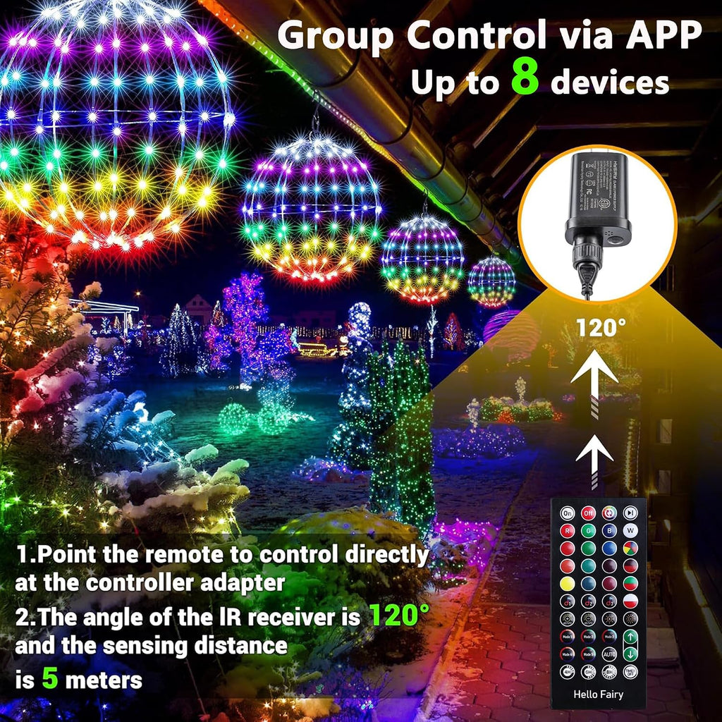 Joomer 2Pack Color Changing Plug-in RGB Christmas Ball Lights, 13IN & 11IN