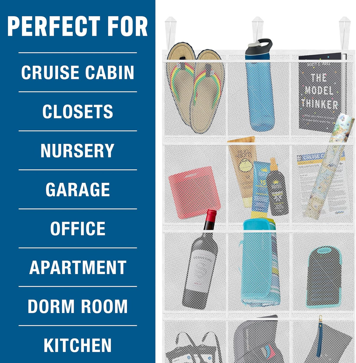 Cruise On Large Mesh Over-the-Door Hanging Organizer, 15 Pocket, 24x60 in