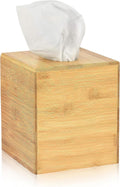 Alpine Industries Wooden Bamboo Square Tissue Box Cover - Eco Friendly Pull Cube Dispenser - Decorative Holder/Organizer for Bathroom, Office Desk & Car (Bamboo),405-BMB