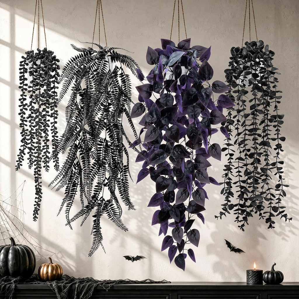 Der Rose 4 Pcs Fake Gothic Plants for Halloween Bathroom Decor Indoor