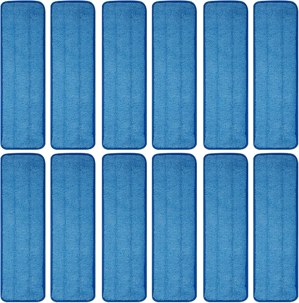 12 Pack of 18 inch Microfiber Pad Universal for Commercial/Industrial/Professional use. Fits 16-18 Inch Heads Heavy Duty Wet & Dry Cleaning Reusable Refills Fit for Most Flat Mops