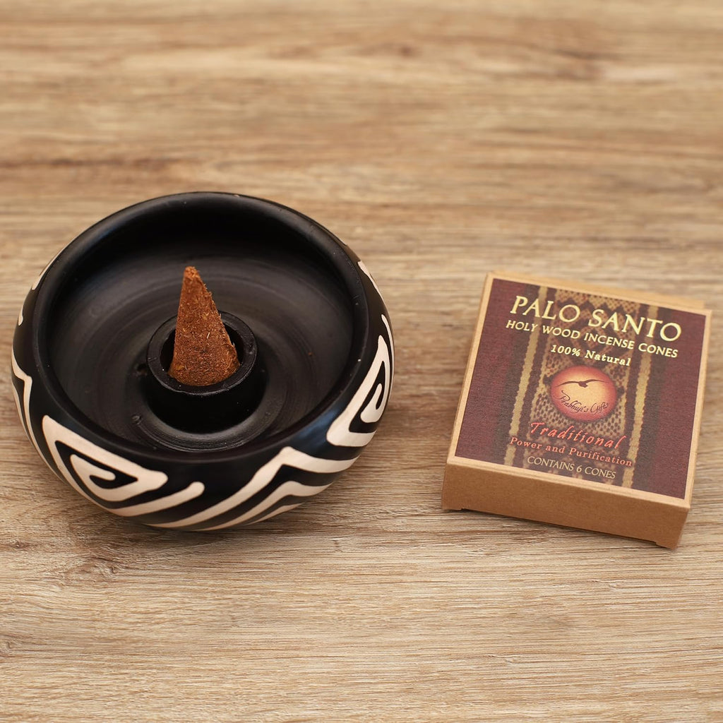 Prabhuji's Gifts Palo Santo Incense Cones - Traditional - Handmade Natural Incense Cones - Palo Santo Cones - Spiritual Incense - Holy Wood Incense - Power & Purification - (6 Cones)