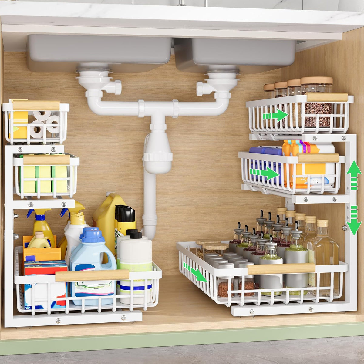 3 Tier Under Sink Organizer: Pull Out Cabinet Storage for Bathroom,2 Pack