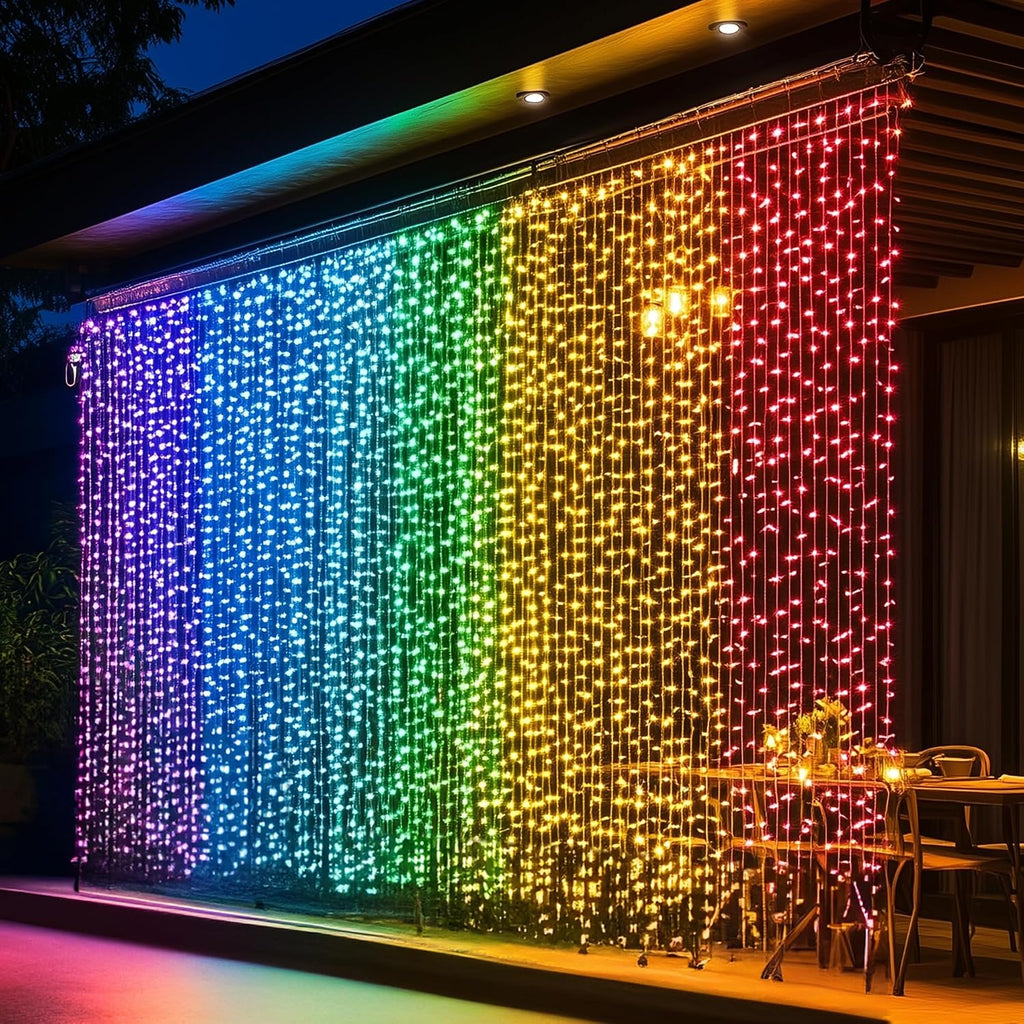 Dazzle Bright 300 LED Curtain String Lights, RGB Color Changing Christmas Fairy Lights for Bedroom with Remote & APP Control, Waterproof Smart Window Lights Party Wedding Garden Wall Decor