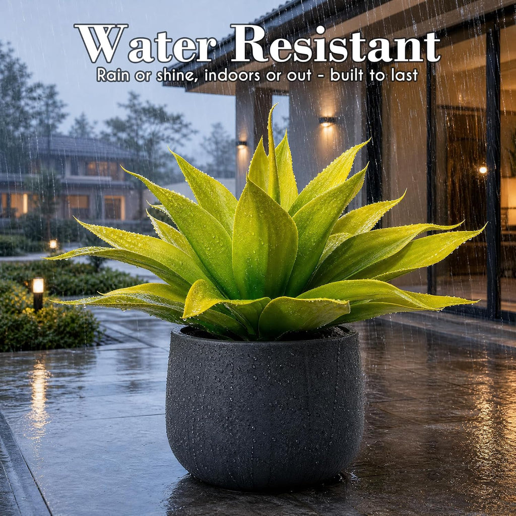 Ttranewsoo 2-Pack 22-Inch Large Artificial Agave Plants, UV Resistant Faux Desert Plants Outdoor and Realistic Greenery for Planters, Porch, Patio, Garden, Entryway and Indoor Decor, Yellow