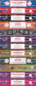 Satya Bangalore (BNG) Set of 12 Nag Champa, Red Champa, Black Champa, Champa, Super Hit, Darshan, Neem Forest, Arabian Musk, Jasmine, Gold, French Lavender, Mystic Rose Incense Sticks, VarietyPack06
