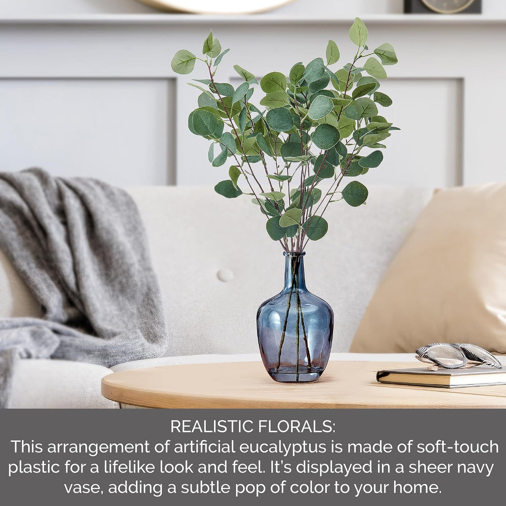 Elements Artificial Eucalyptus Greenery in Navy Vase - 26 Inch