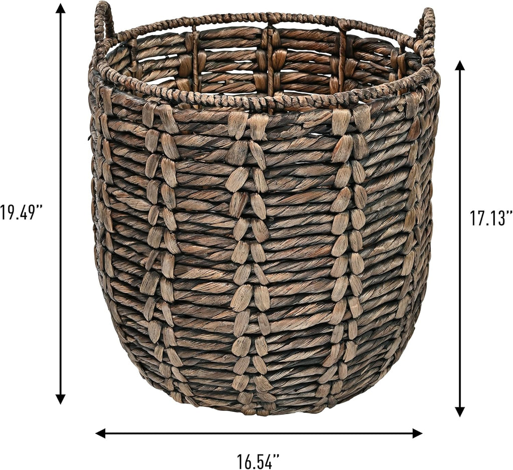happimess Laurel Hand-Woven Abaca Storage Basket 19", Brown