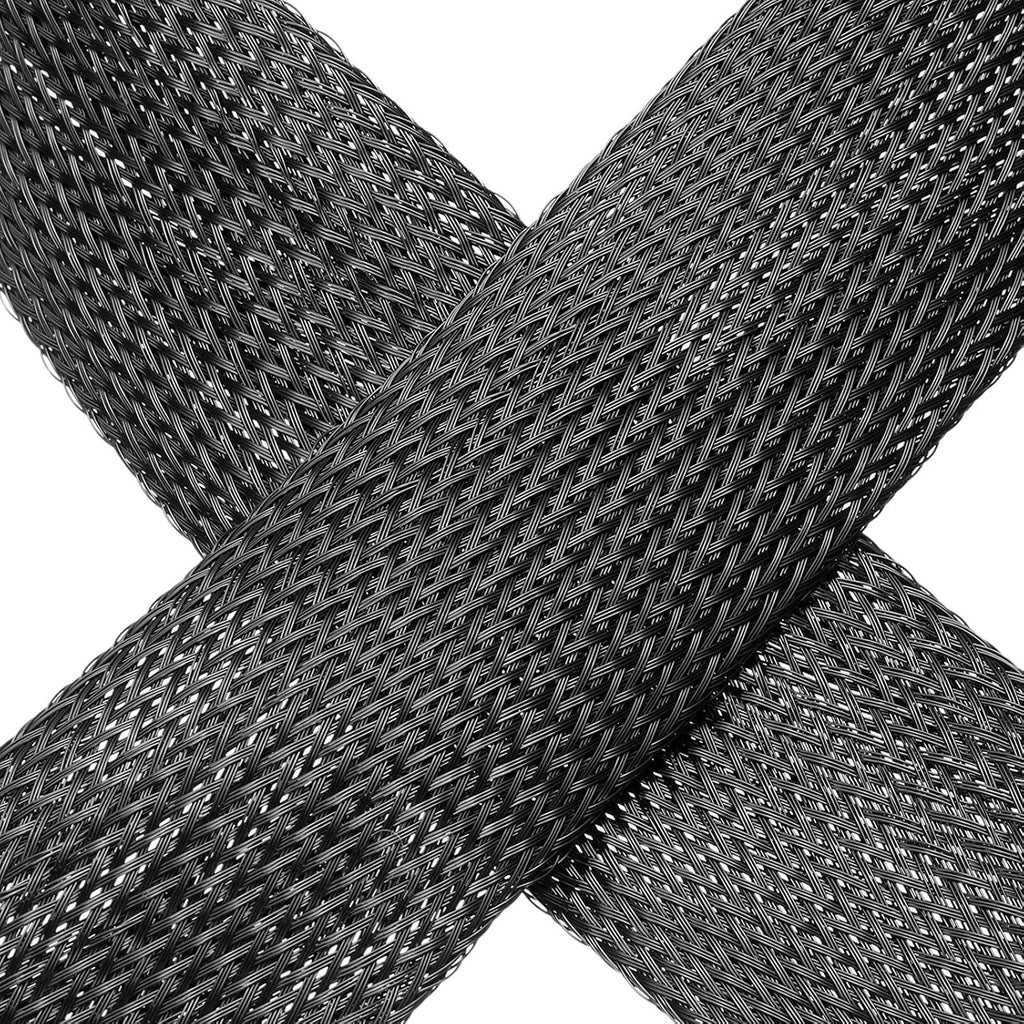 uxcell Cable Sleeving, 1.5 Inch -25ft PET Braided Cable Sleeve, Expandable Braided Cable Sleeve for TV/Computer/Home Theater/Other Home Device Cable - Black