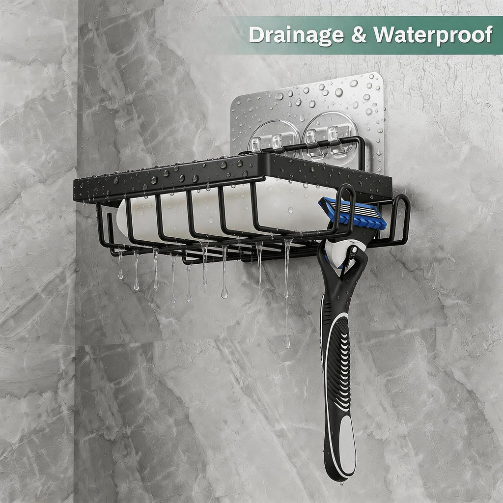 Self Draining Adhesive Soap Bar Holder for Shower Wall with with Soap Saver