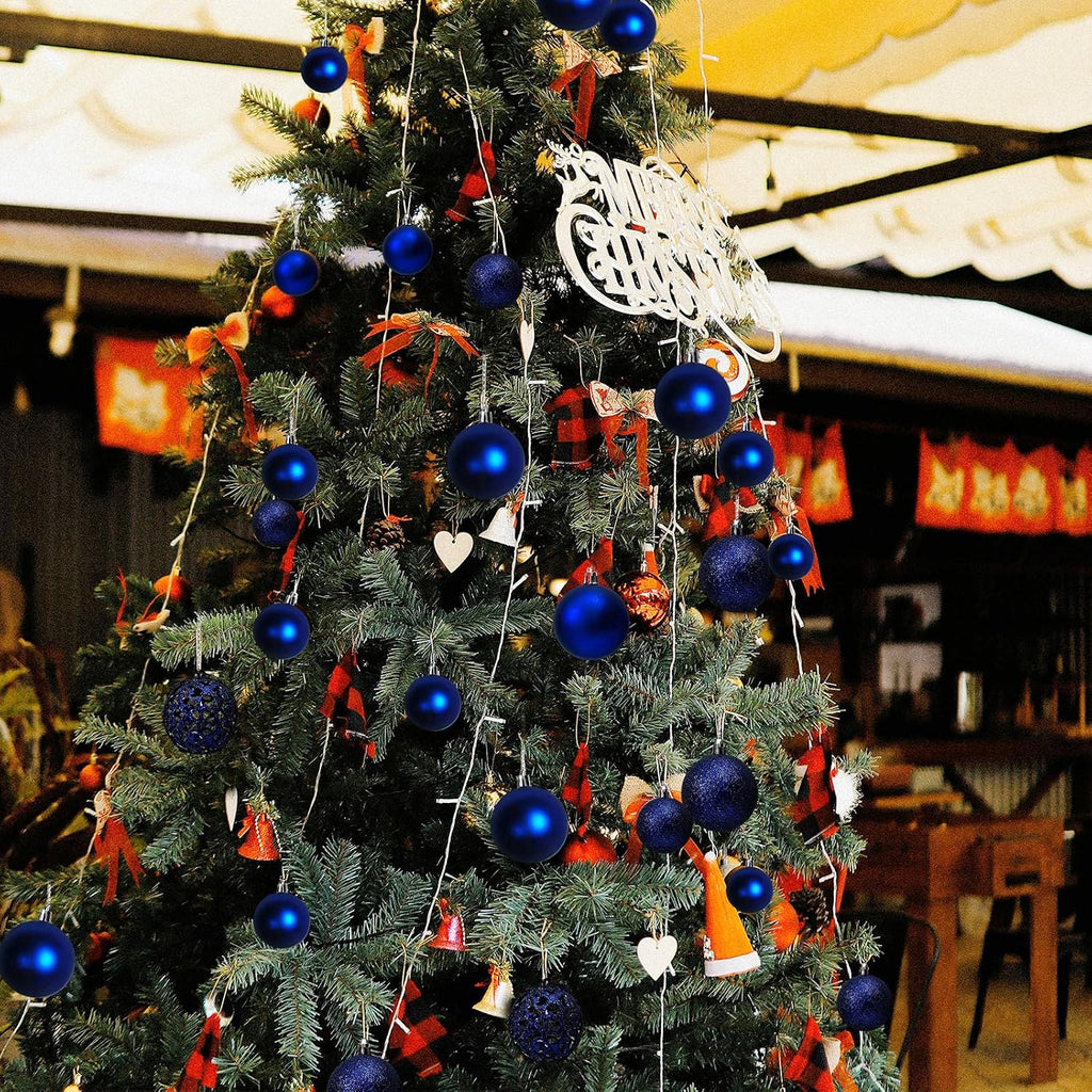 NJN 100Pcs Christmas Ball Ornament Set, Royal Blue Ornaments for Xmas Tree Decor Plastic Shatterproof Decorative Hanging Baubles for Holiday Party Wedding Tree Decoration