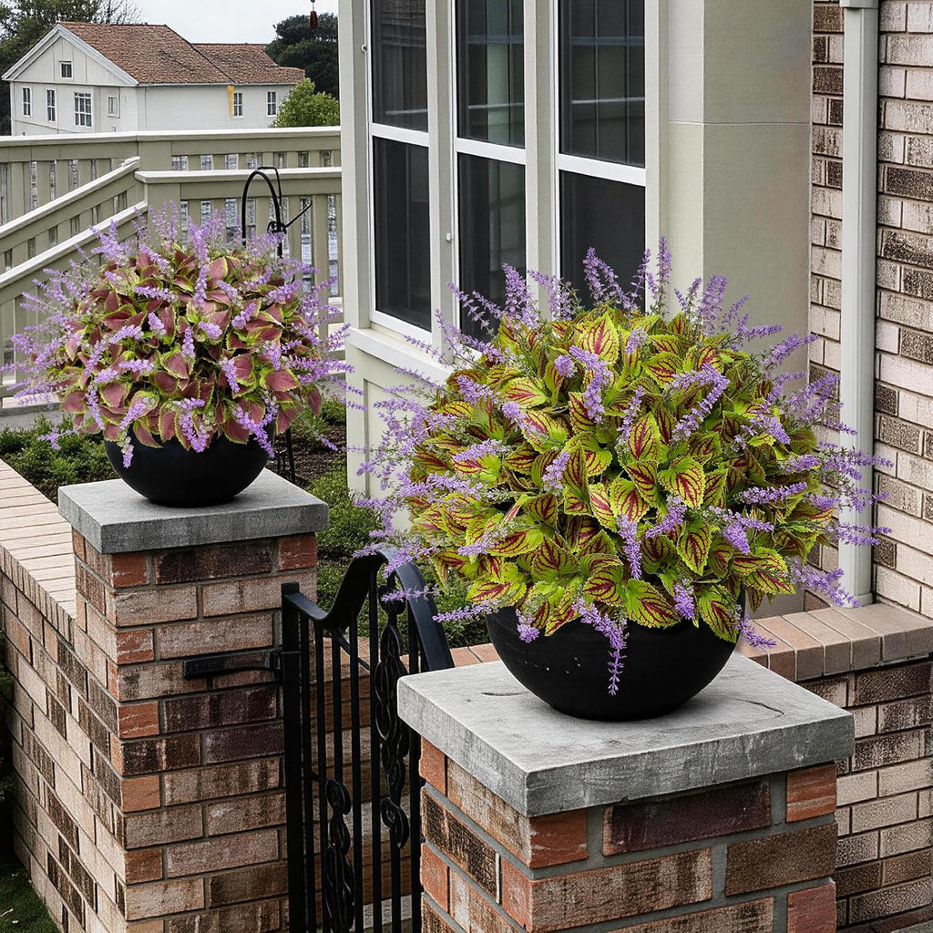 12 Bundles Artificial Coleus Flowers | UV Resistant No Fade Silk Faux Plants | Spring Summer Outdoor Fake Greenery for Garden Patio Planters Front Porch Pathway Decor (Green)