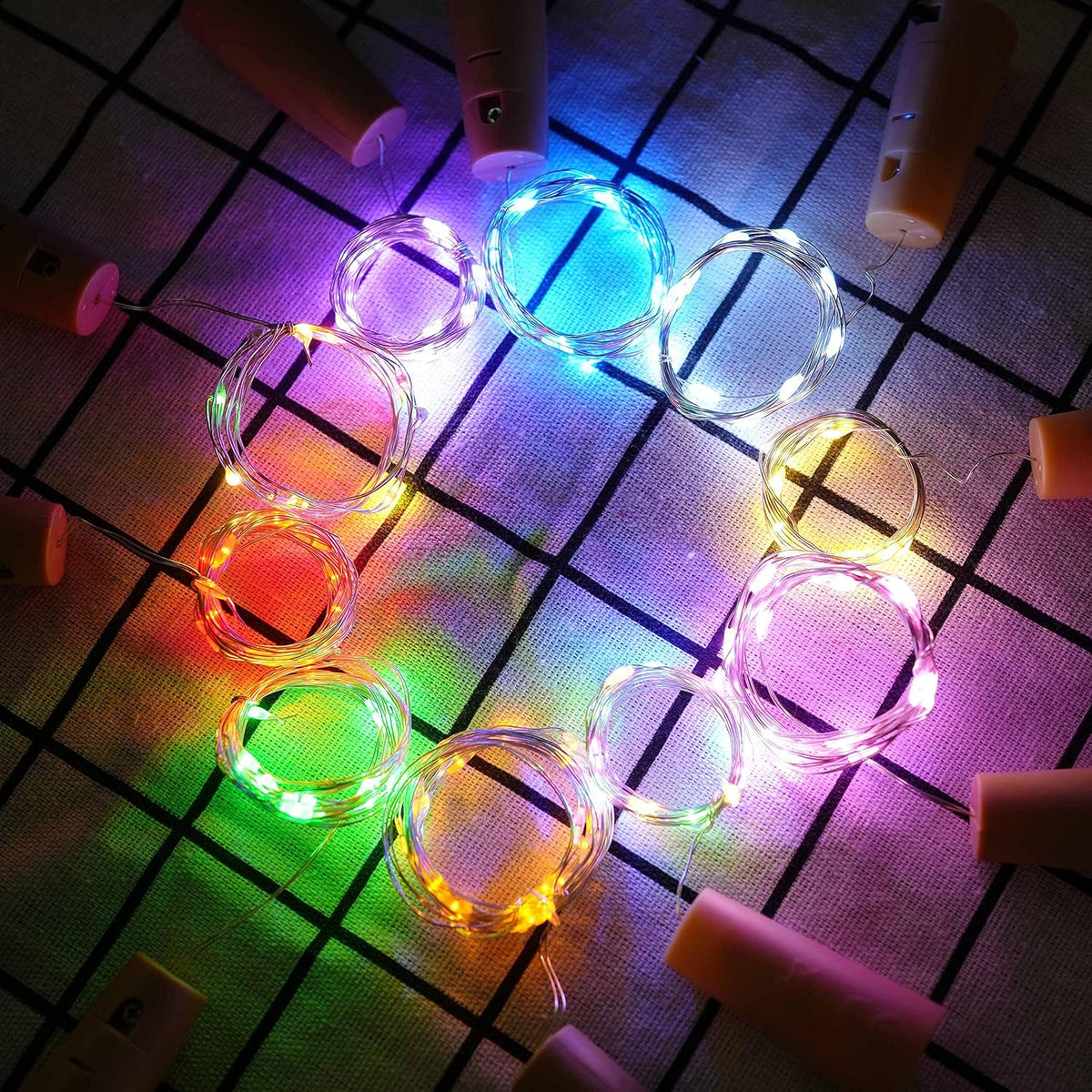 10 Pack Bottle Cork Lights 10 LED Wine Bottle Battery Powered Lights Copper Wire Fairy String Light for Christmas Halloween Wedding Birthday Party DIY Home Decor (10 Colors)
