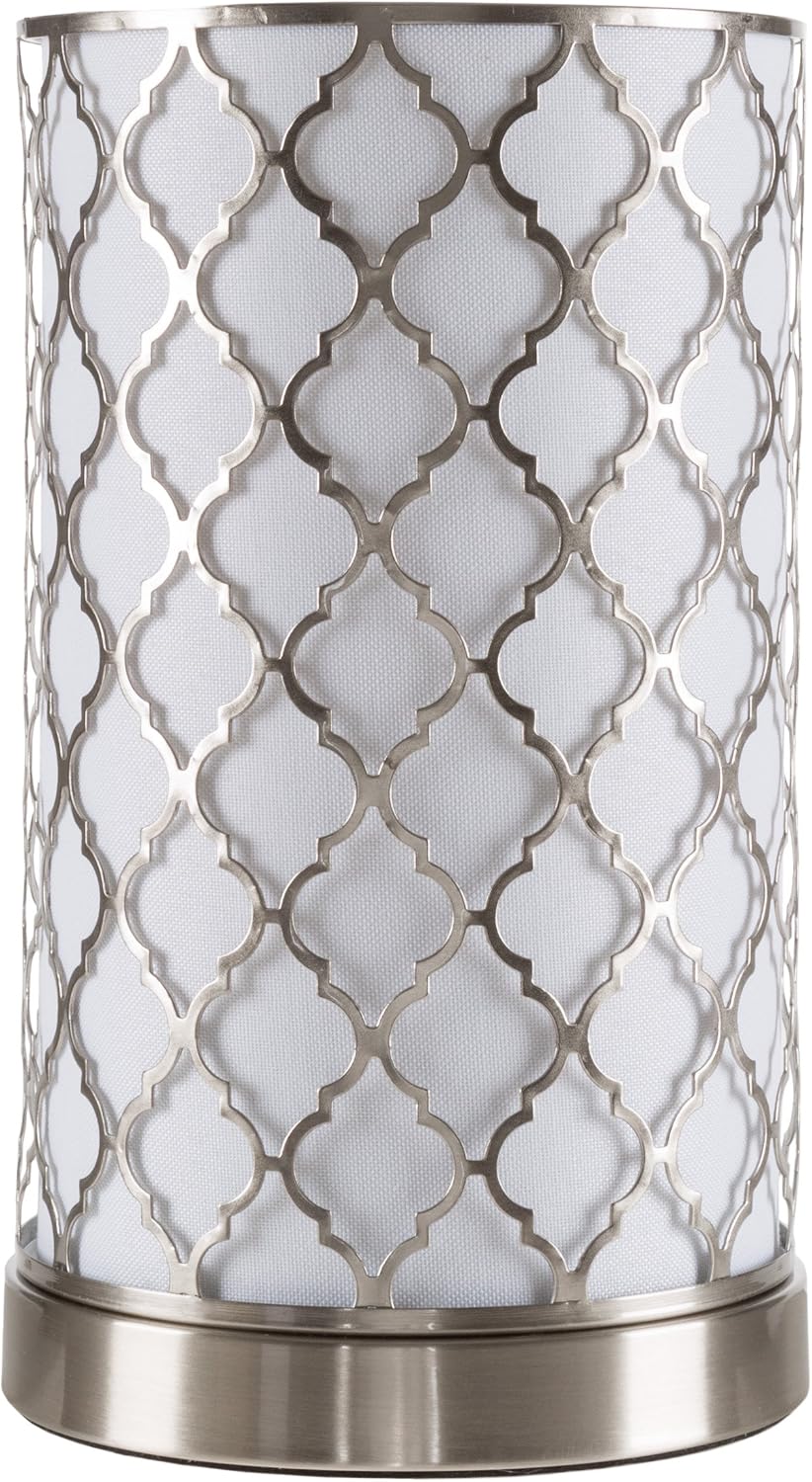 Lavish Home Uplight LED Table Lamp, Brushed Silver, 6.25” x 11.5”