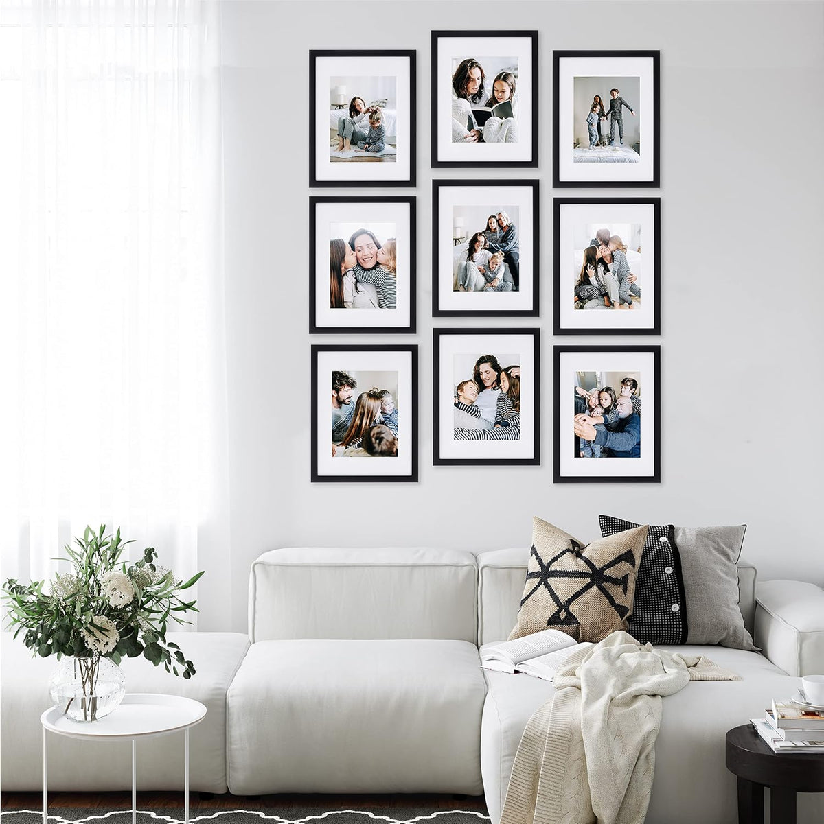 Sheffield Home 9 Piece Gallery Wall Frame Set, 11x14 in. matted to 8x10 in. (Matte Black)