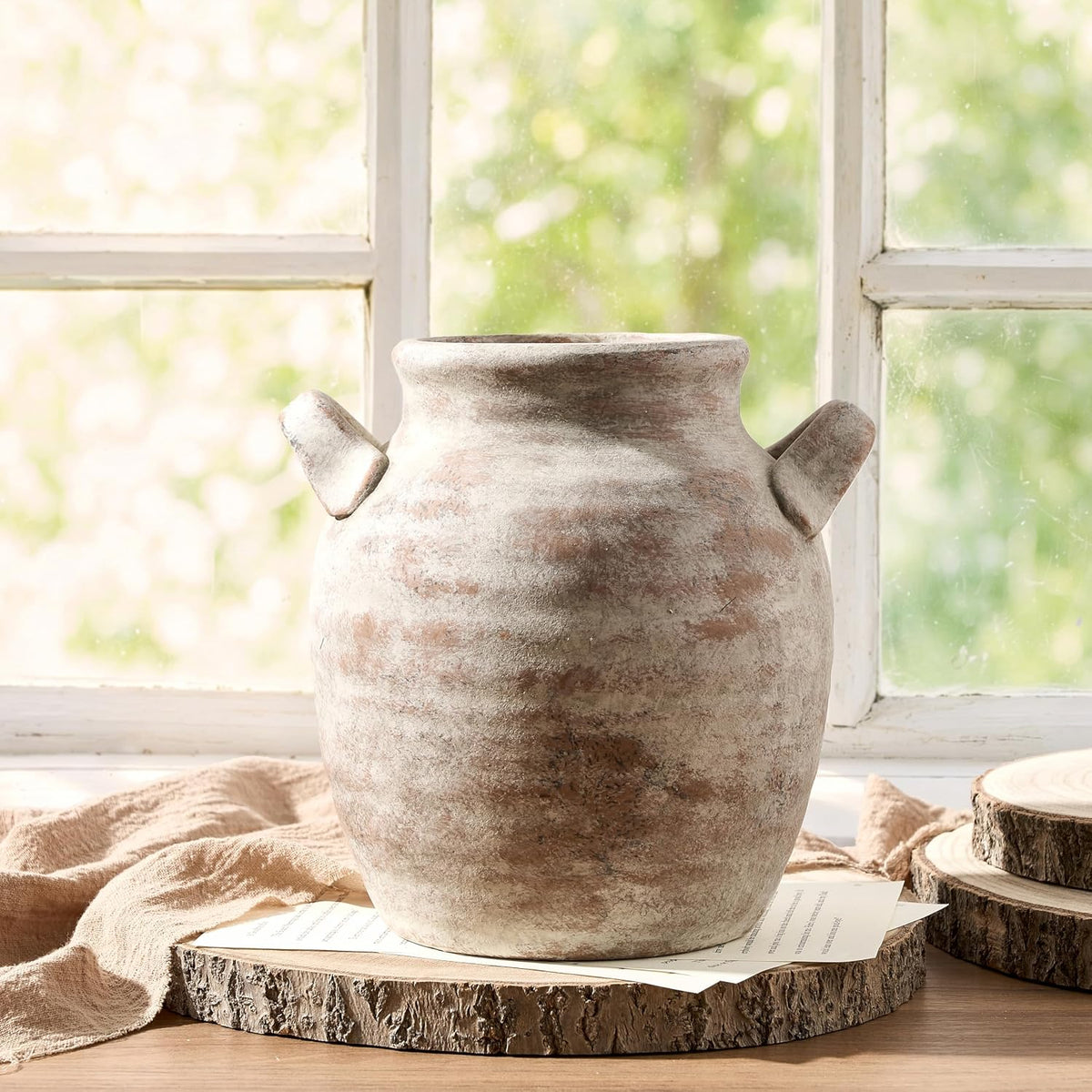 Vanselia Ceramic Flower Vase Home Decor Living Room Table Vase (7.1" Retro)
