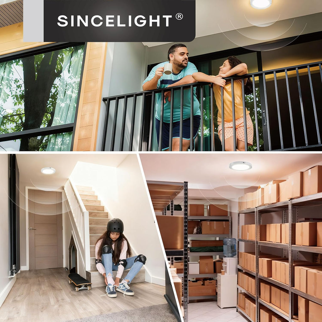 SINCELIGHT PIR Motion Sensor 18W LED Ceiling Light (Φ9''/220mm), Automatically ON/Off, Movement Activated, Dual Mode Turnable, Cool White 6000K, Surface/Flush Mount for Hallway,Porch, Pack of 1