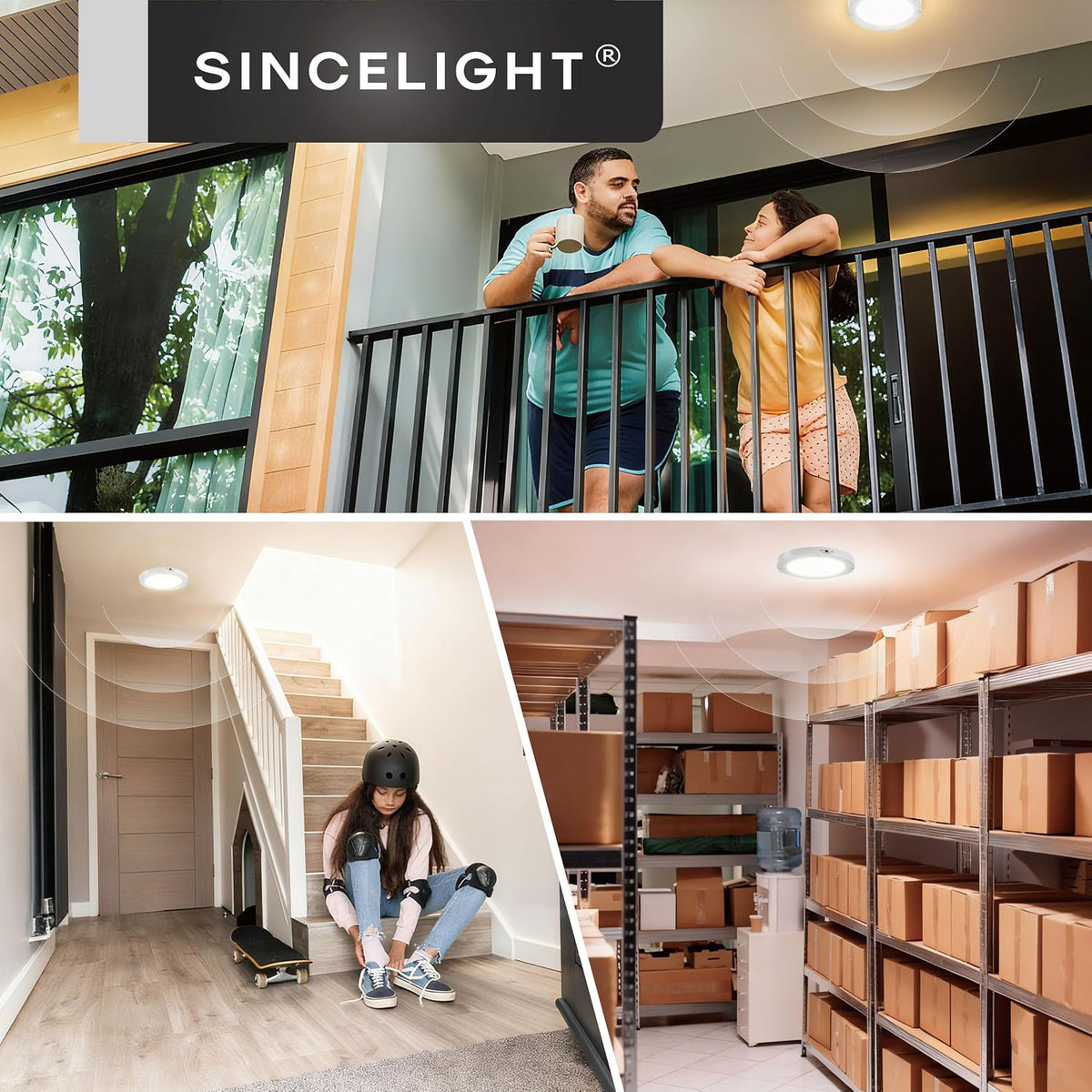 SINCELIGHT PIR Motion Sensor 18W LED Ceiling Light (Φ9''/220mm), Automatically ON/Off, Movement Activated, Dual Mode Turnable, Cool White 6000K, Surface/Flush Mount for Hallway,Porch, Pack of 1