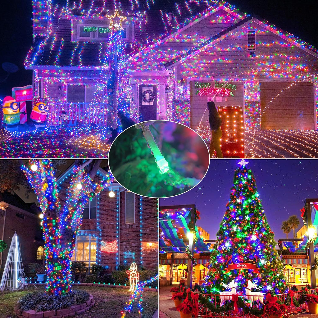 YOUNGAR 98FT String Lights Outdoor, 8 Modes Fairy Twinkle Christmas 200 LED Lights, 30V Plug-in for Tree, Home, Garden, Wedding, Party, Holiday Indoor Decoration, Multicolor