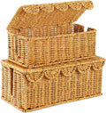 2 PCS Handmade Rattan Cable Management Box,Decorative Cord Hider