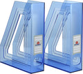 Acrimet Magazine File Holder, Vertical Desk Organizer, Clear Blue, 2 Pack